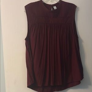 Old Navy Maroon Smocked Blouse Relaxed Fit
